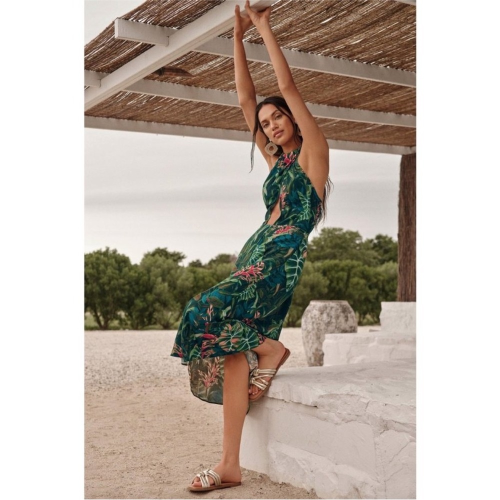 NWT Farm Rio Anthropologie Foliage Jungle Cutout Dress - Picture 3 of 12